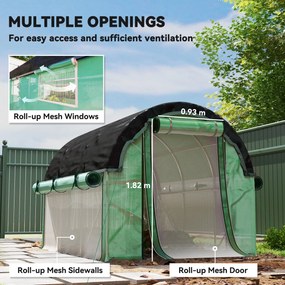 Outsunny 3 x 2 x 2 m Szklarnia tunelowa z siatką przeciwsłoneczną, zwijanymi bocznymi ścianami, pokryciem plastikowym, ramą stalową, Zielona