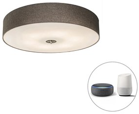 Inteligentny Plafon / Lampy sufitowe taupe 70 cm w komplecie z 6 żarówkami WiFi A60 - Drum Jute Nowoczesny Oswietlenie wewnetrzne