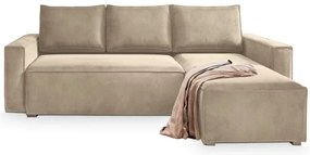 PROMOCJA Beżowa rozkładana narożna sofa CAVELO, dwustronna II jakość