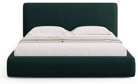 Ciemnozielone tapicerowane łóżko dwuosobowe ze schowkiem i stelażem 140x200 cm Colonel – Cosmopolitan Design