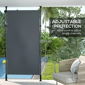 Outsunny Wolnostojąca Markiza, Regulowana Długość, Montaż Bez Wiercenia, Rama z Aluminium, 1,5 x 2,2-3,1 m, Ciemnoszary