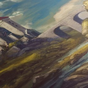Obraz - Średniowieczny zamek (z zegarem) (90x30 cm)