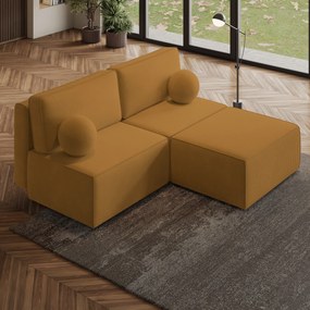 Masseno Narożnik VARNA z funkcją spania i pojemnikiem na pościel Narozniki L, Rozkładana sofa - Żółty, POSO 01
