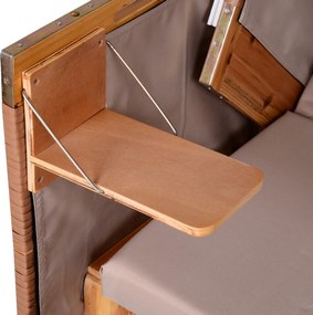 Outsunny Leżak 2-osobowy z daszkiem, uchwyty na napoje, PE-rattan, jasny brąz, 118x79x150cm | Aosom PL