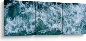 Obraz - Fale oceanu (z zegarem) (90x30 cm)