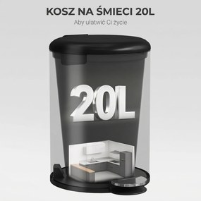 HOMCOM 20 l kosz kuchenny, metal odporny na odciski palców, pokrywa Soft-Close, pedał nożny i wyjmowany kubeł, czarny | Aosom PL