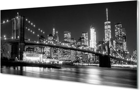 Panel szklany do Kuchni Nocna Panorama Mostu i Miasta