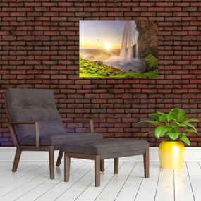 Obraz na szkle - Seljalandsfoss od tyłu jaskini (70x50 cm)