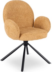 Krzesło Tapicerowane Obrotowe do Salonu MUSSO Musztardowe Nowoczesne