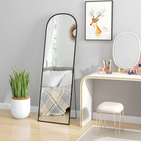HOMCOM Duże lustro stojące całociałowe nowoczesny design czarna rama 50x1615 cm | Aosom PL