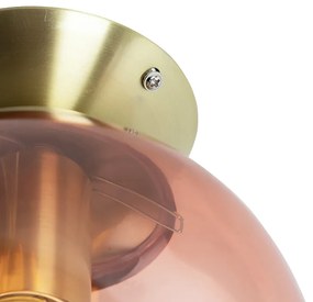 Plafon / Lampy sufitowe art deco mosiądz z różowym szkłem - Pallon ArtDeco Oswietlenie wewnetrzne