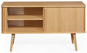 Niska komoda w dekorze dębu z drzwiami przesuwnymi 138x75 cm Rove – Woodman