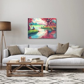 Obraz - Akwarela, Bay in a mountain village (70x50 cm)