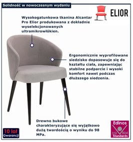 Szare welurowe krzesło kubełkowe K9-M25