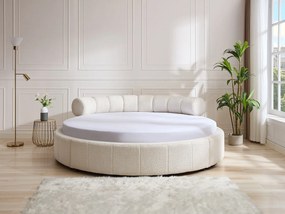 Łóżko okrągłe 220 x 220 cm - Bukla - Biały + Materac - ROGILA