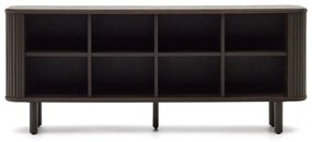 Ciemnobrązowa niska komoda w dekorze jesionu z drzwiami przesuwnymi 180x75 cm Mailen – Kave Home