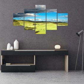 Obraz - Zielony krajobraz ze wzgórzami (125x70 cm)