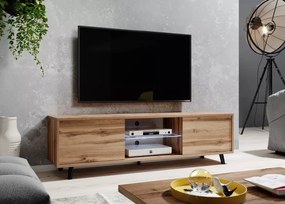 Szafka RTV Eleza z oświetleniem LED, wnęką na sprzęt i dwiema szafkami