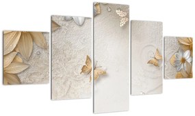 Obraz - Kwiaty z muszką (125x70 cm)