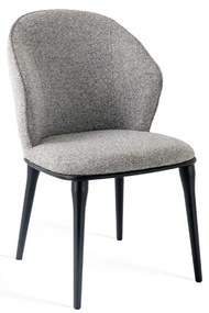 Stylowe krzesło Siena tapicerowane miękką tkaniną w odcieniu szarości. Miękkie siedzisko, zaokrąglone oparcie i metalowe nogi łączą nowoczesny wygląd z wyjątkowym komfortem.