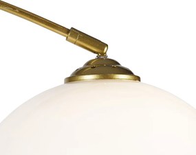 Nowoczesna lampa łukowa mosiądz z białym kloszem - Arc Basic