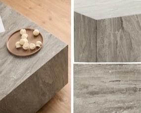 Kwadratowy stolik kawowy Dice Actona 90x90 cm, imitacja szarego marmuru