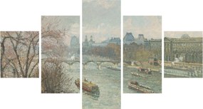 Obraz - Camille Pissarro, The Louvre, Afternoon, Rainy Weather, reprodukcje (125x70 cm)