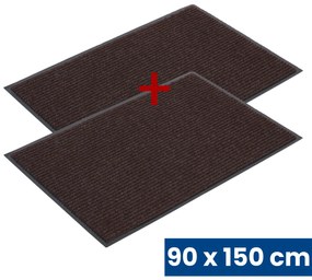 Trwała mata wejściowa z PVC 1+1 GRATIS, dywanowa, 90 x 150 cm, brązowa