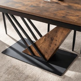 Stół Rozkładany Prostokątny REX 160-220 cm Dąb Rustykalny/Czarny do Jadalni Nowoczesny Loft