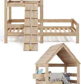 Łóżko domowe naturalne drewno 208x108x235 teddy