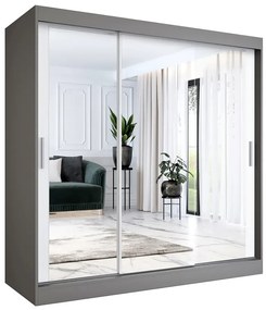 Szafa przesuwna z lustrem antracyt + biały 200 cm - Kukkin 6X