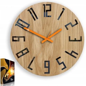 Zegar na ścianę nowoczesny drewniany z dużymi cyframi okrągły cichy loft