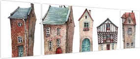 Obraz - Domy akwarelowe (170x50 cm)