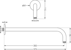 Mexen ramię prysznicowe ścienne 40 cm grafit - 79211-66