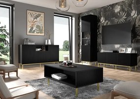 Czarna ława z lamelami w stylu glamour - Melis 13X