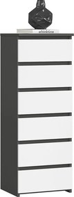 Komoda AKORD CL6 Grafit Szary 40 cm 6 szuflad kolor Biały mat 40x35x109 cm