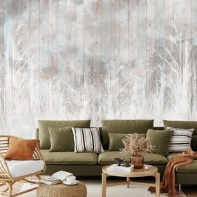 Fototapeta - Łąka na drewnie (196x136 cm)