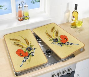 Płyty ochronne na kuchenkę FLOWERS, 2 sztuki, szklane