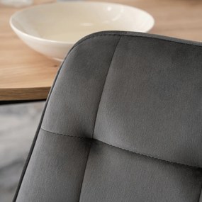 Zestaw Stół Okrągły Rozkładany HARRY 102-142 cm Dąb Artisan/Czarny i 4 Krzesła Tapicerowane CHRIS Szare Nowoczesne