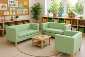 Sofa Monaco : Kolor nogi - Drewno, Kolor tkaniny - EKO-SKÓRA - 7D, Typ tkaniny - Eko-skóra , Wysokość nogi - 20 cm