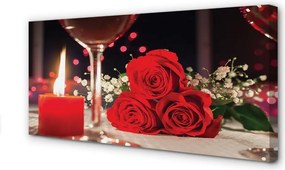 Zdjęcie na płótnie Róża, Świeca i Wino