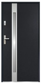 Drzwi wejściowe ze stali nierdzewnej, z przeszkleniami, 207 × 100 cm (wys. × szer.), kolor antracytowy – skrzydło prawe - BRAGA