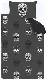 Ciemnoszara pościel dziecięca dwuosobowa 200x200 cm Skulls – Catherine Lansfield