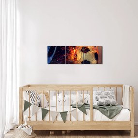 Obraz - Piłka w ogniu (z zegarem) (90x30 cm)