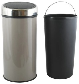 Szarobrązowy stalowy kosz na śmieci otwierany na dotyk 30 l – MSV