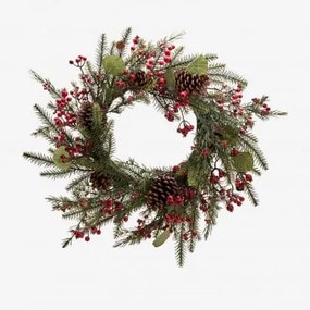 Wieniec Dekoracyjny Świąteczny Kinley Ø65 Cm Z Rattanu Z Szyszkami Zielona Trawa - Sklum