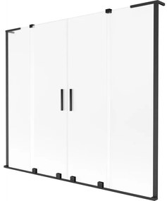 Mexen Velar L Duo parawan nawannowy 2-skrzydłowy rozsuwany 180 x 150 cm, szron, czarny - 896-180-003-32-70