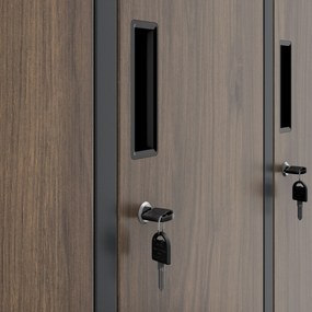 Szafa socjalna 6-drzwiowa IGOR, 900 x 1850 x 450 mm, Eco Design: antracytowa/ orzech