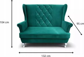 Skandynawska sofa uszak 2 osobowa z przeszyciami