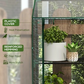 Outsunny mini-szklarnia, 3 poziomy, 6 półek drucianych, 2 otwory, folia plastikowa, Przezroczysty | Aosom PL